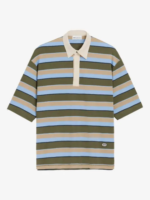 AMI Paris striped cotton Ami patch polo