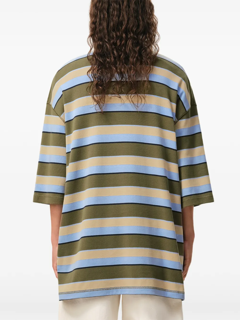 AMI Paris Gestreept poloshirt met Ami-patch Groen
