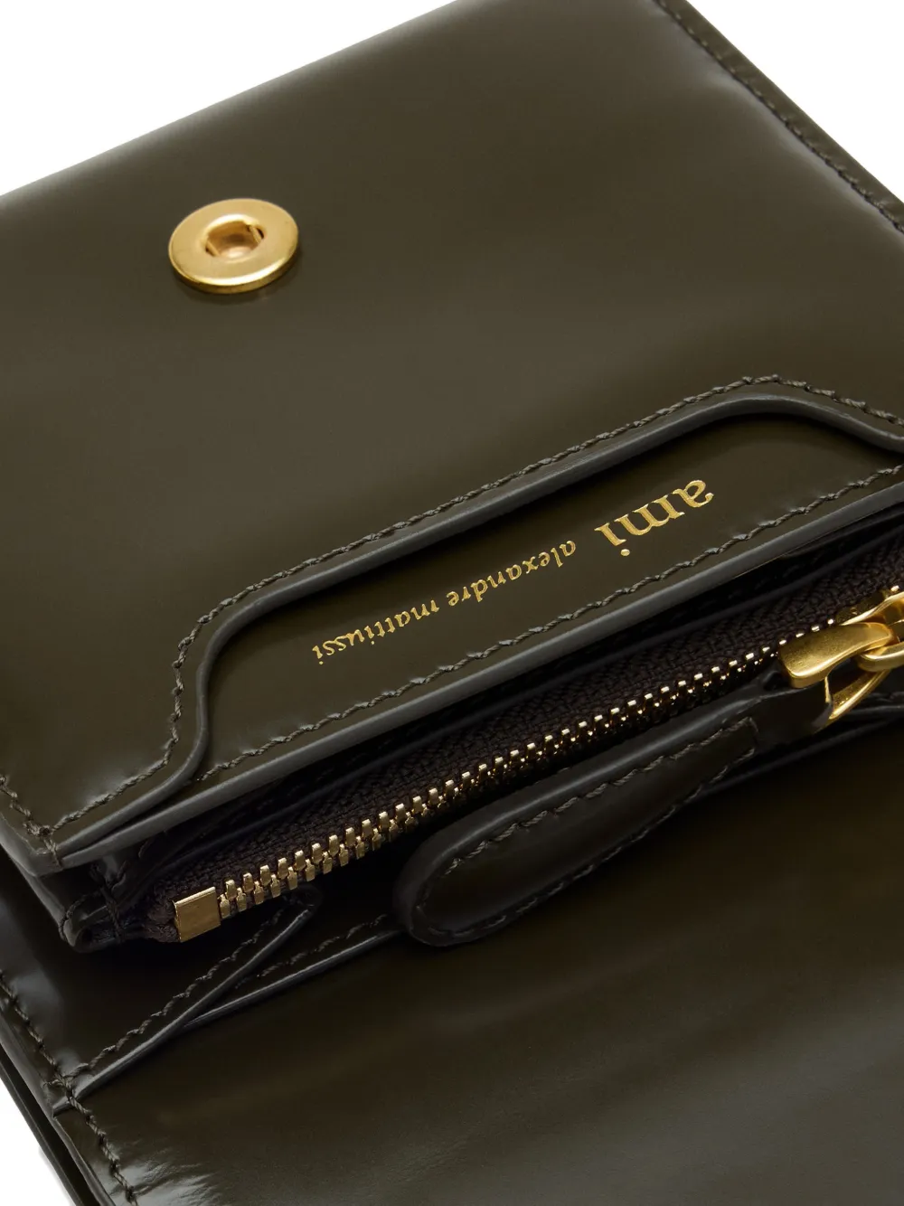  Ami Paris Paris Paris Stud Leather Wallet - Green 