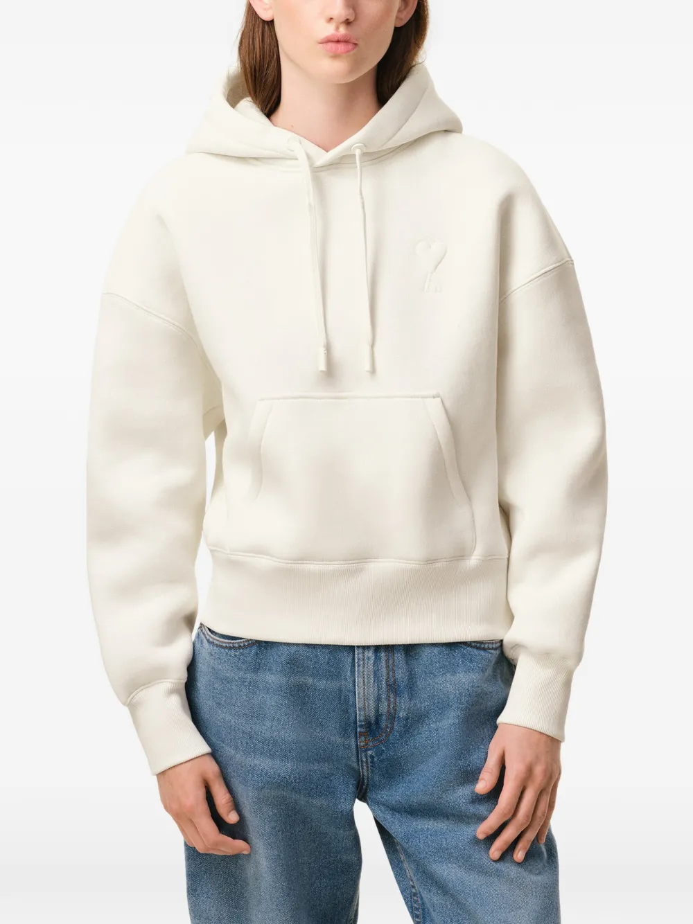 AMI Paris Ami De Coeur hoodie met reliëf Beige