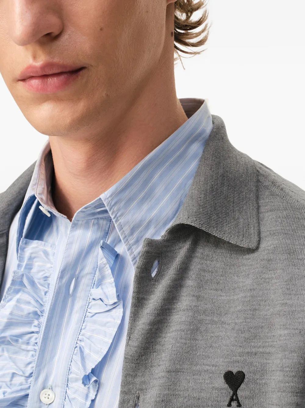 AMI Paris Ami de Coeur vest met lange mouwen Grijs