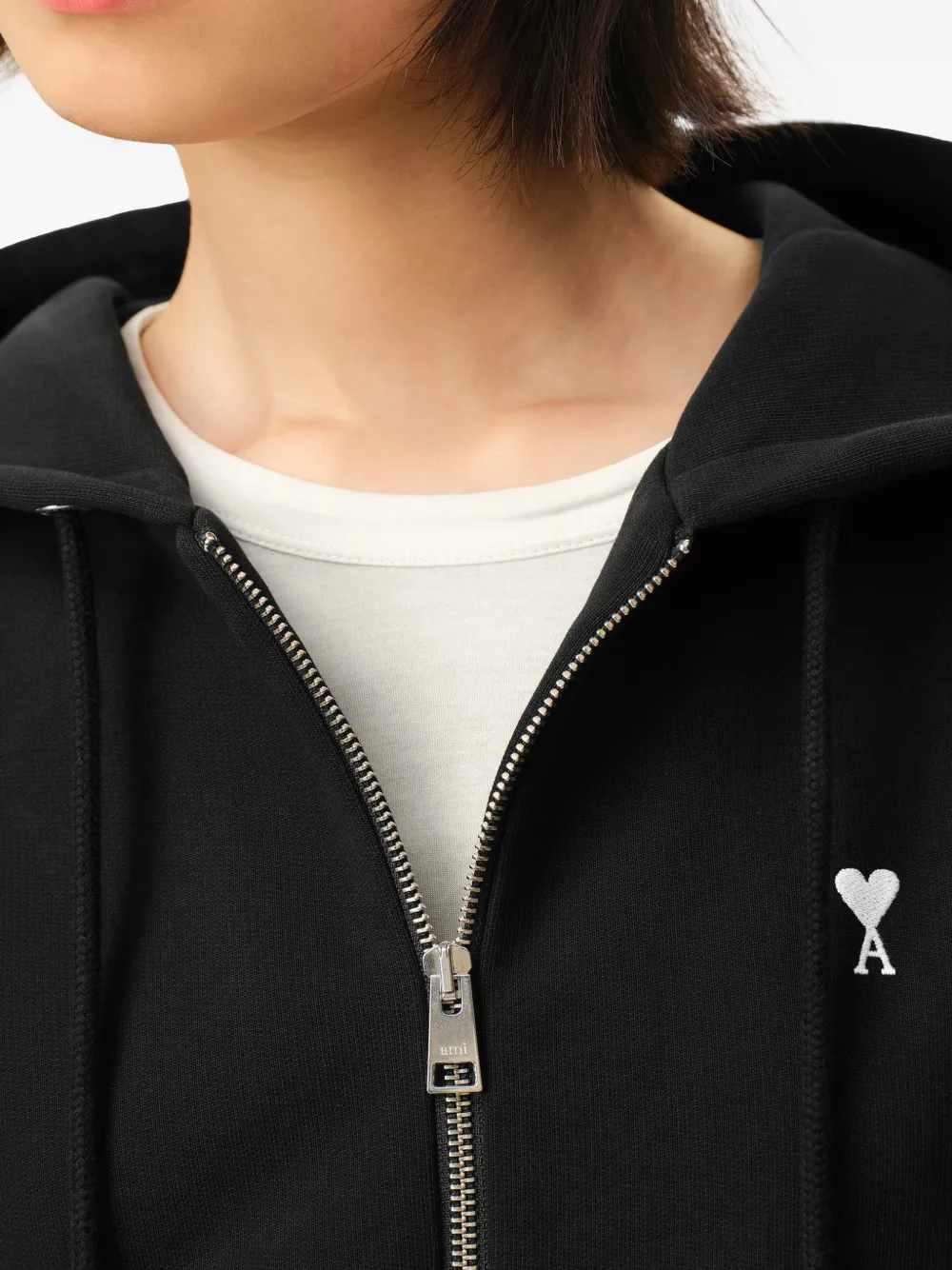 AMI Paris Ami De Coeur hoodie met rits Zwart