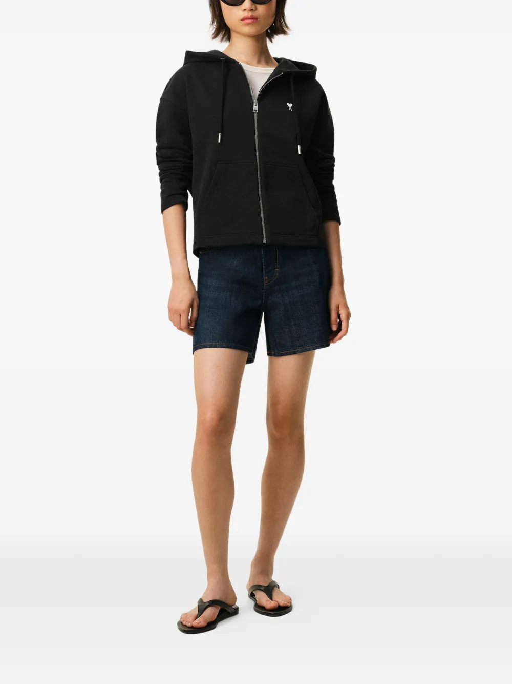 AMI Paris Ami De Coeur hoodie met rits Zwart