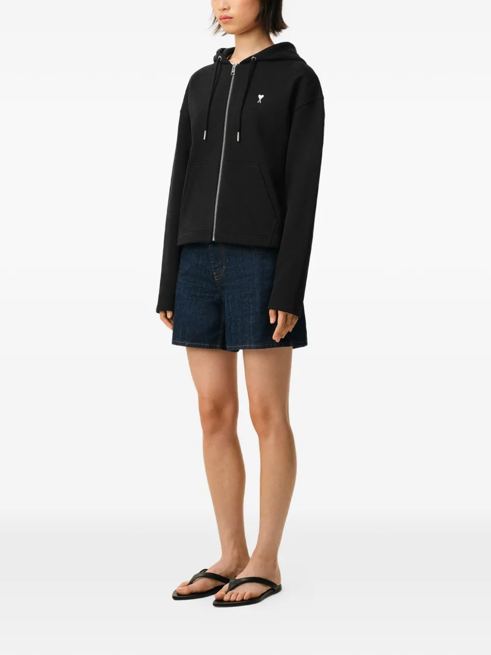 AMI Paris Ami De Coeur hoodie met rits Zwart