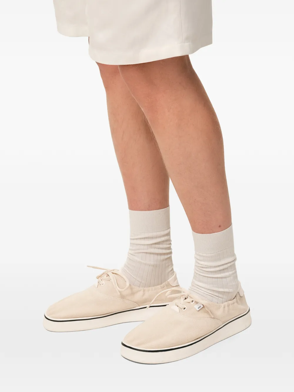 AMI Paris Tennis sneakers met verwassen effect Beige