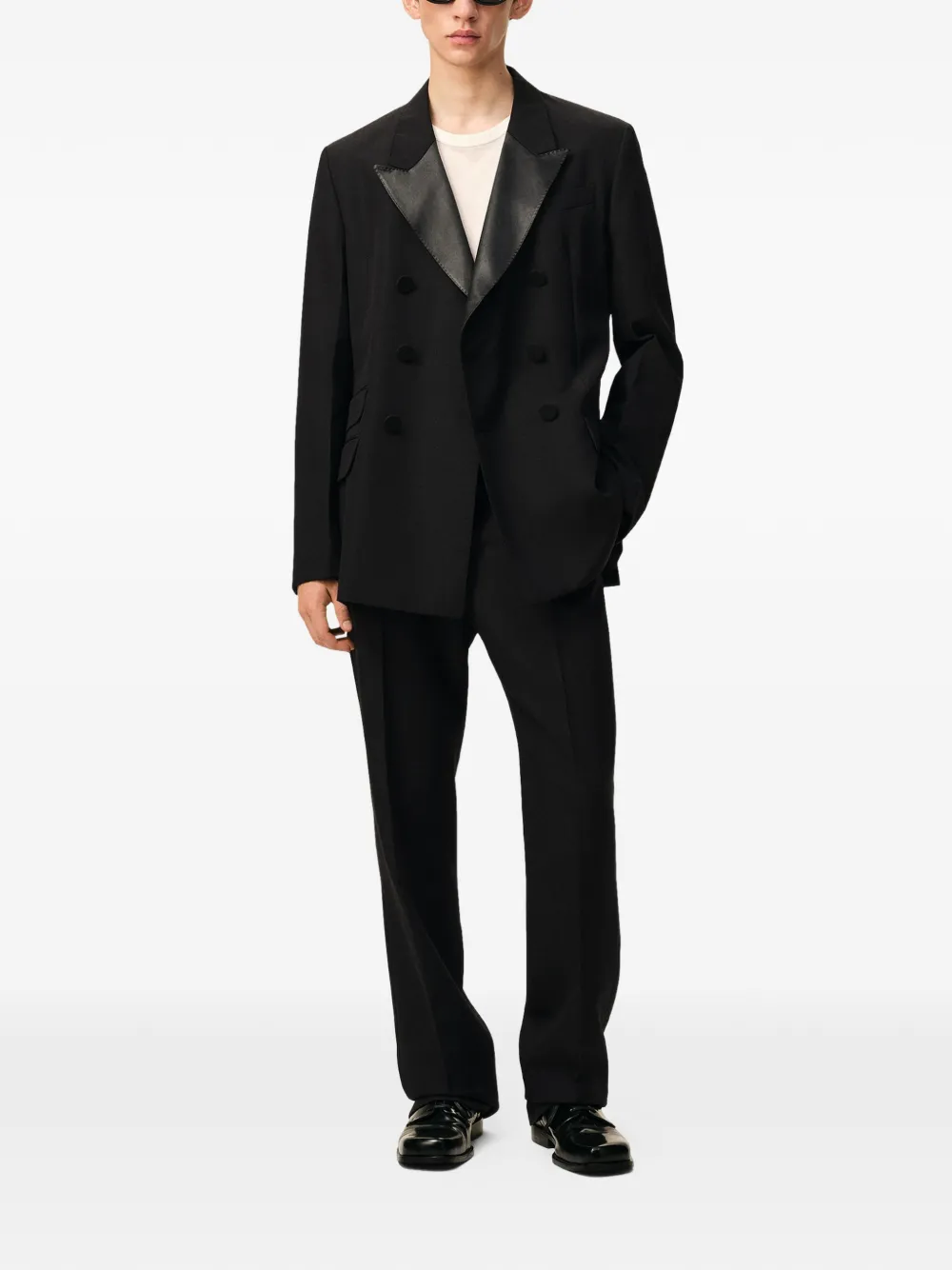 AMI Paris straight V detail trousers - Zwart