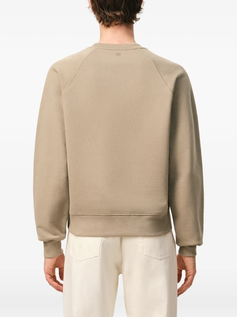 AMI Paris Sweater met logo Beige