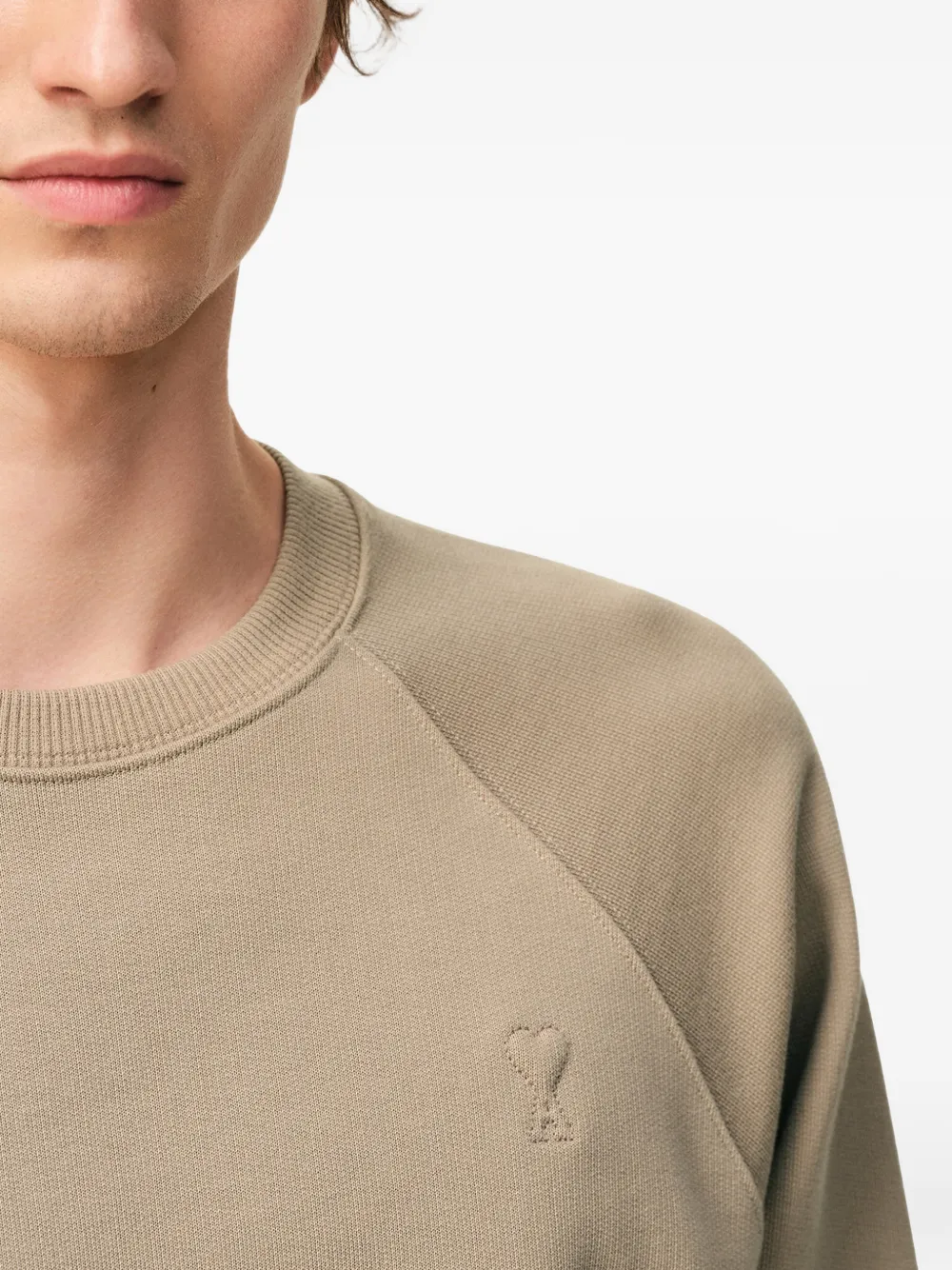 AMI Paris Sweater met logo Beige