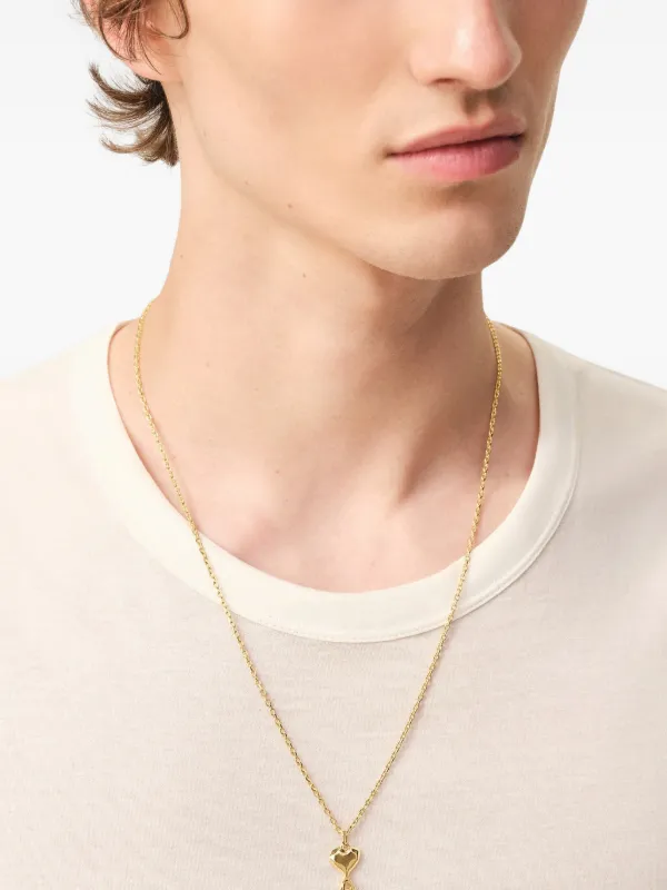 AMI Paris Ami De Coeur Hammered Necklace | Gold | FARFETCH JO