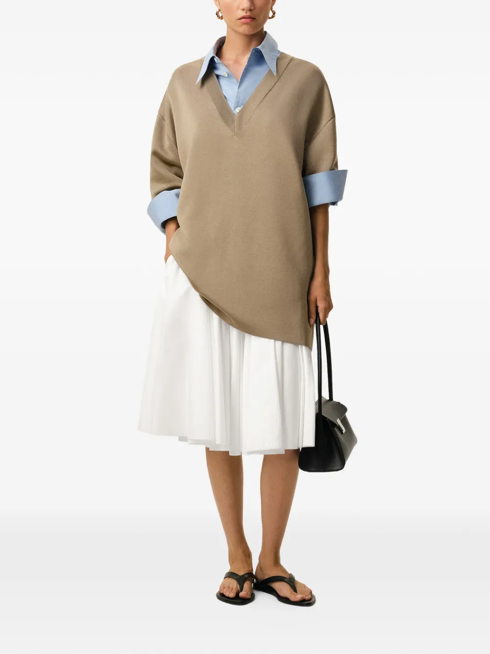  Ami Paris Corolla A-line Midi Skirt - White 