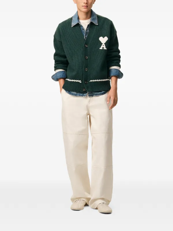AMI Paris Ami De Coeur カーディガン | グリーン | FARFETCH JP