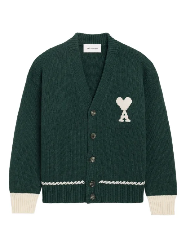 AMI Paris Ami De Coeur カーディガン | グリーン | FARFETCH JP