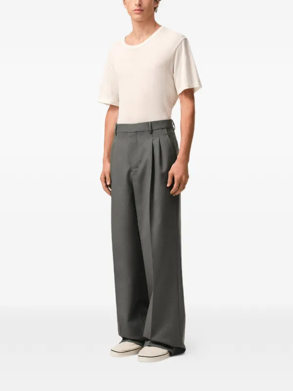 パンツ Ami Paris wide leg trousers AMI Paris Pleated wide-leg Trousers | Grey | FARFETCH