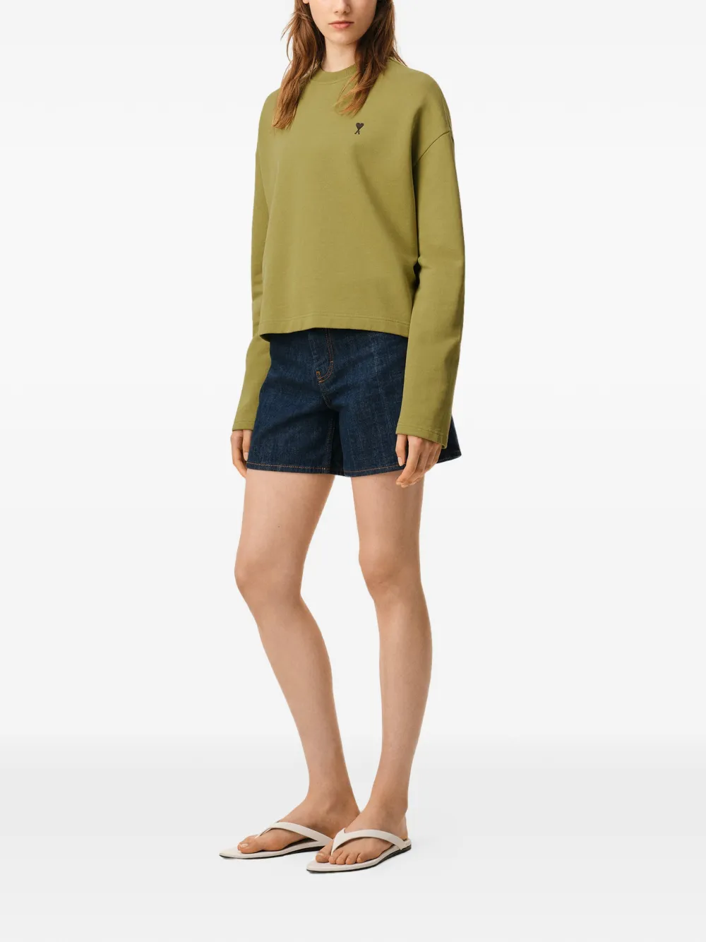 AMI Paris Ami de Coeur sweater met borduurwerk Groen
