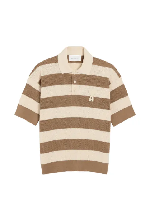 AMI Paris white and brown cotton Ami De Coeur polo