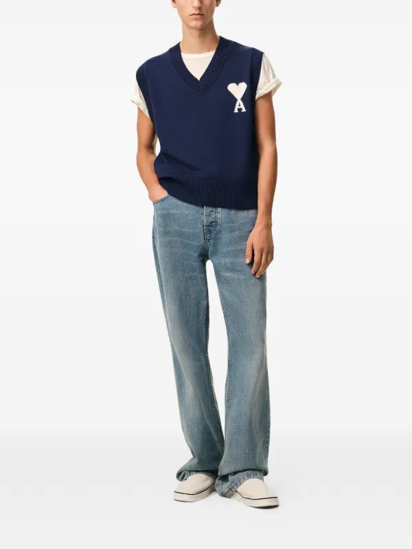 AMI Paris Ami De Coeur ニットベスト | ブルー | FARFETCH JP