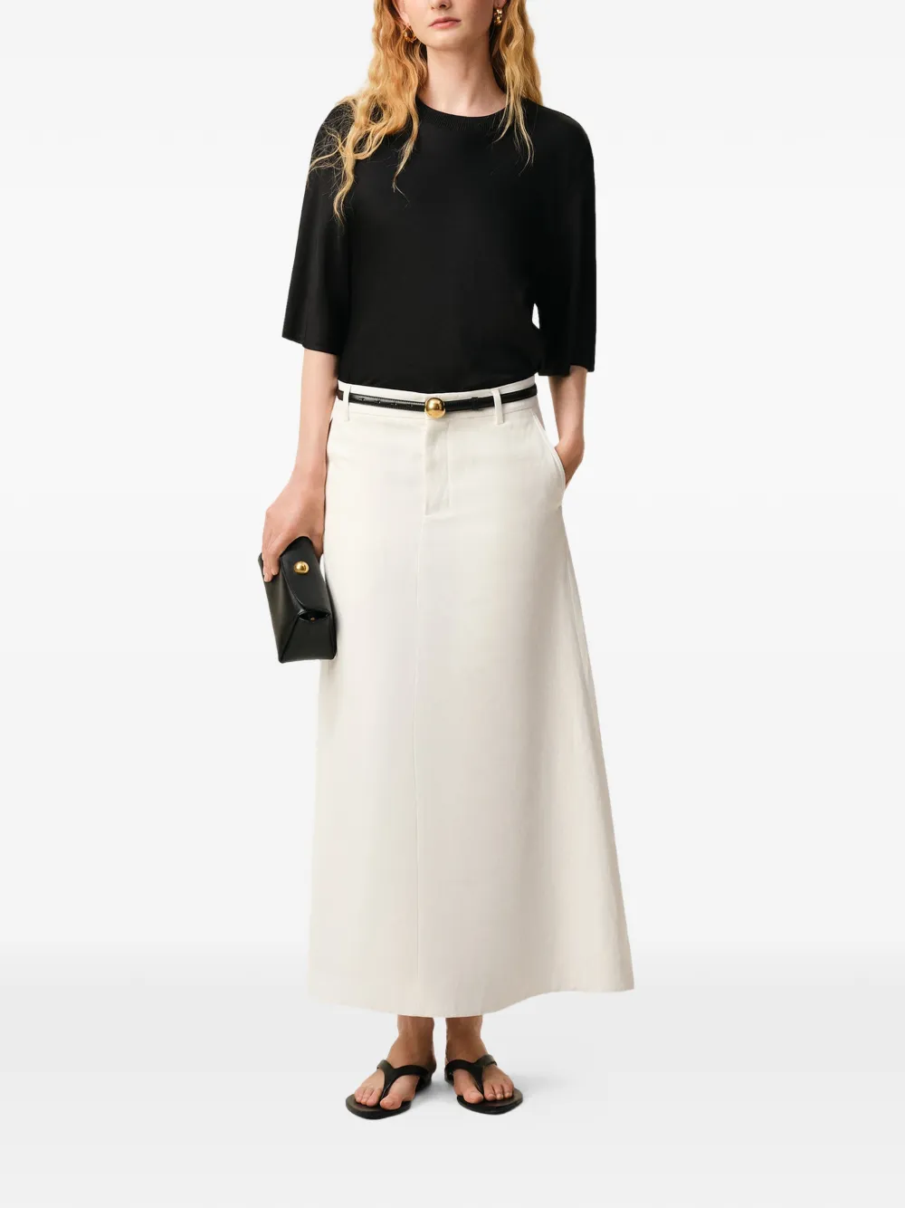 AMI Paris Satijnen blouse met korte mouwen Zwart