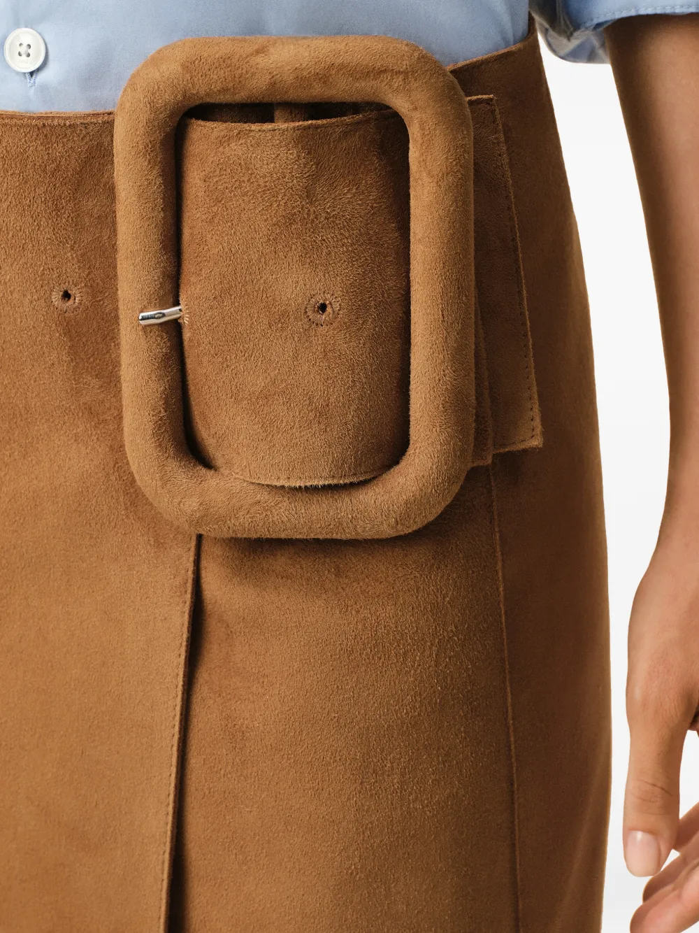 AMI Paris Midi-rok met A-lijn en ceintuur Bruin