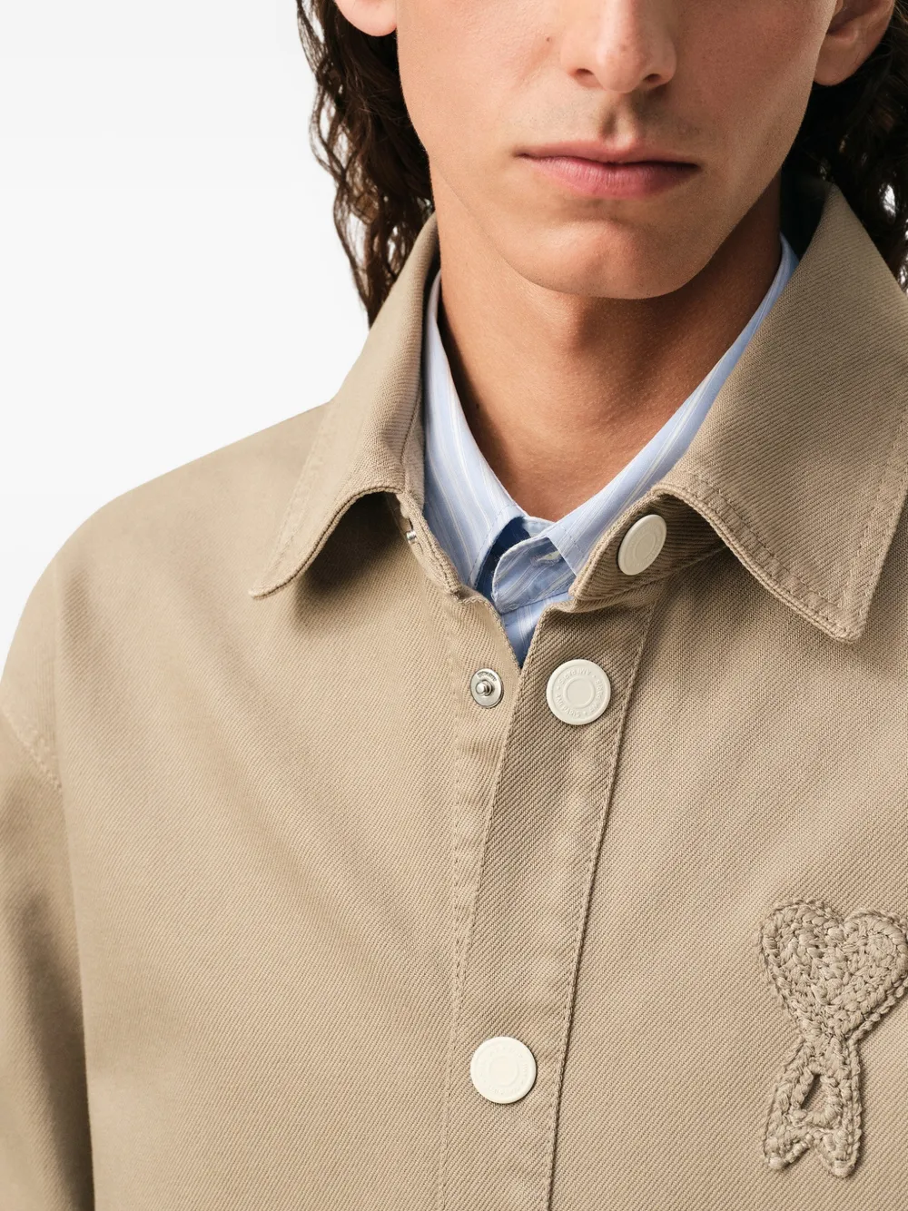 AMI Paris Overhemd met logopatch Beige