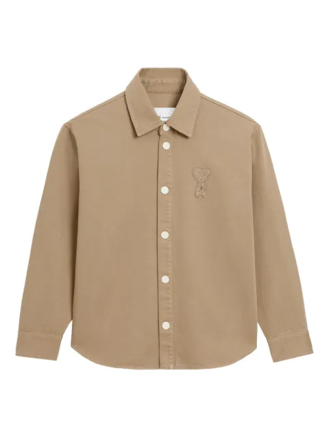 AMI Paris Ami De Coeur logo-patch buttoned shirt