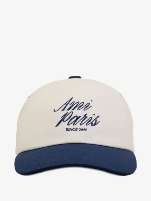 AMI Paris 로고 자수 투톤 캡 모자