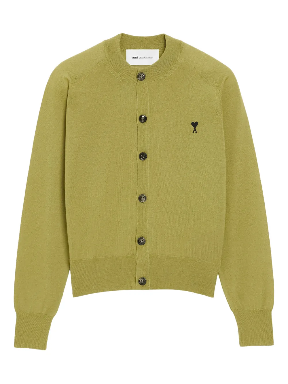 AMI Paris Cardigan girocollo con ricamo - Verde