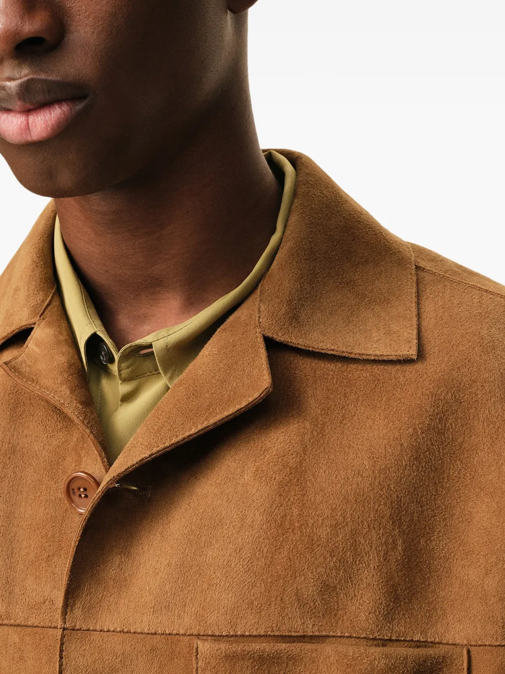 AMI Paris Suède shirtjack met knopen Bruin