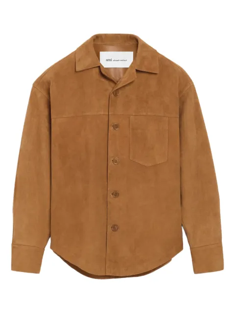 AMI Paris goat suede buttoned overshirt