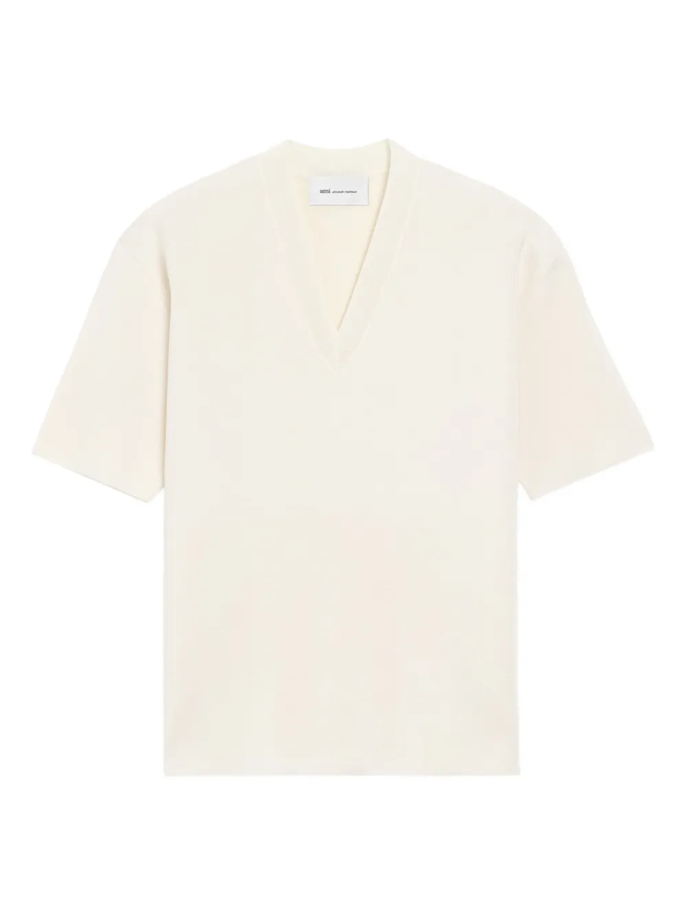 AMI Paris short-sleeved V-neck sweater - Neutrals