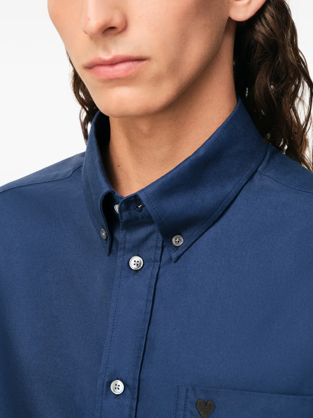 AMI Paris Overhemd met logo en korte mouwen Blauw
