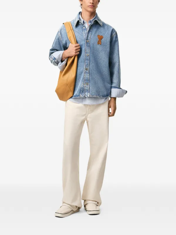 AMI Paris Ami De Coeur デニムオーバーシャツ | ブルー | FARFETCH JP