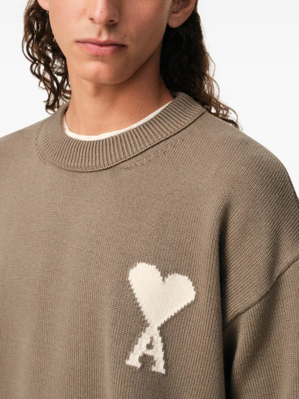 AMI Paris Ami De Coeur long-sleeve Sweater | Neutrals | FARFETCH