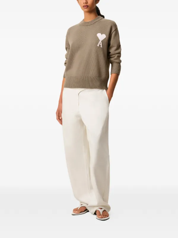AMI Paris Ami De Coeur long-sleeve Sweater | Neutrals | FARFETCH