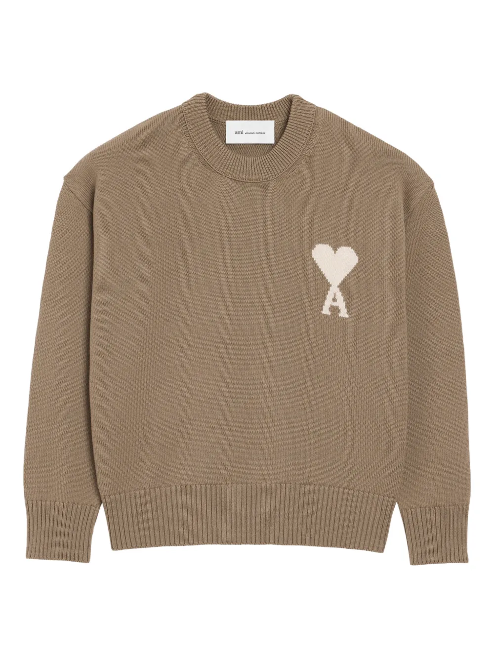 Ami Alexandre Mattiussi Ami De Coeur Crew-neck Sweater In Brown