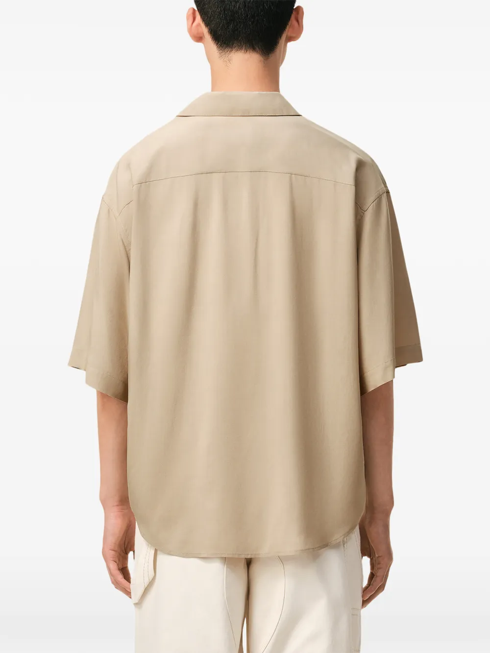 AMI Paris Shirt met borduurwerk en korte mouwen Beige