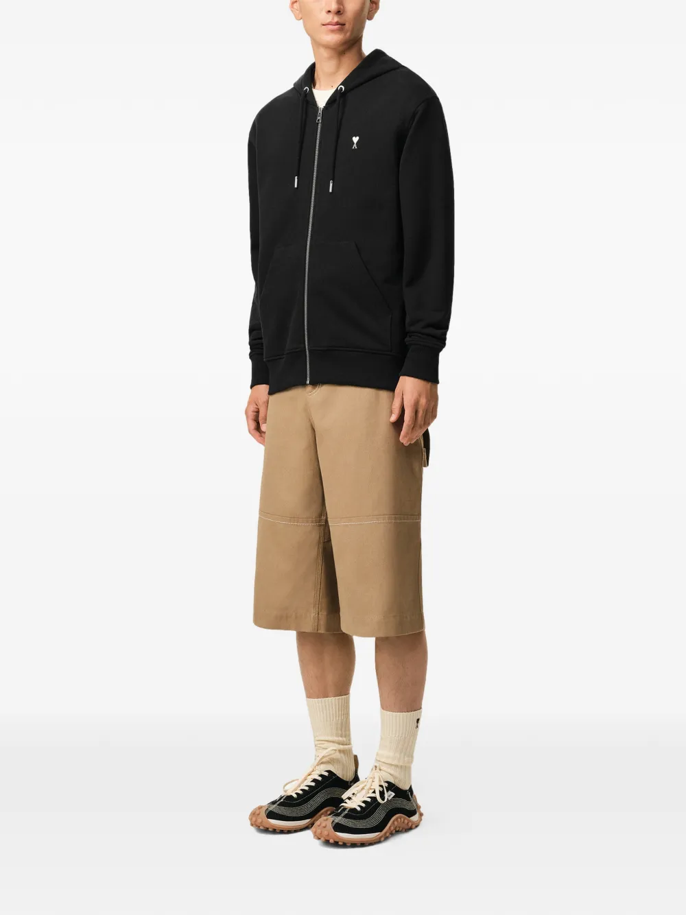 AMI Paris Moletom Ami De Coeur Com Capuz e Zíper | Preto | FARFETCH BR