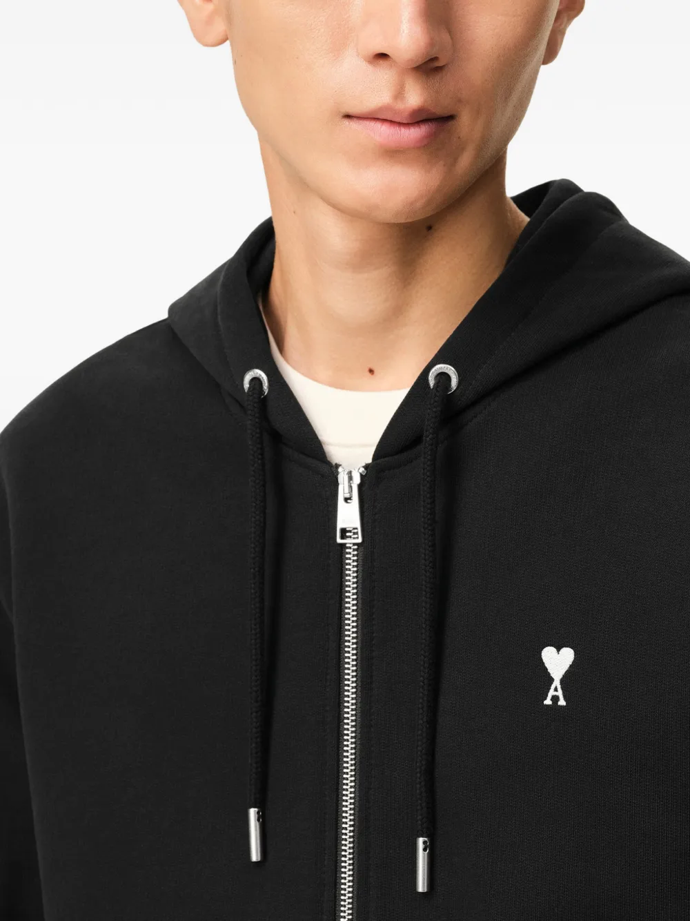 AMI Paris Hoodie met rits en logo Zwart