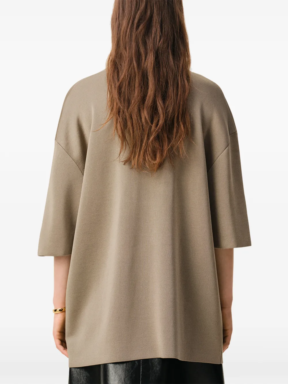 AMI Paris T-shirt met V-hals Bruin