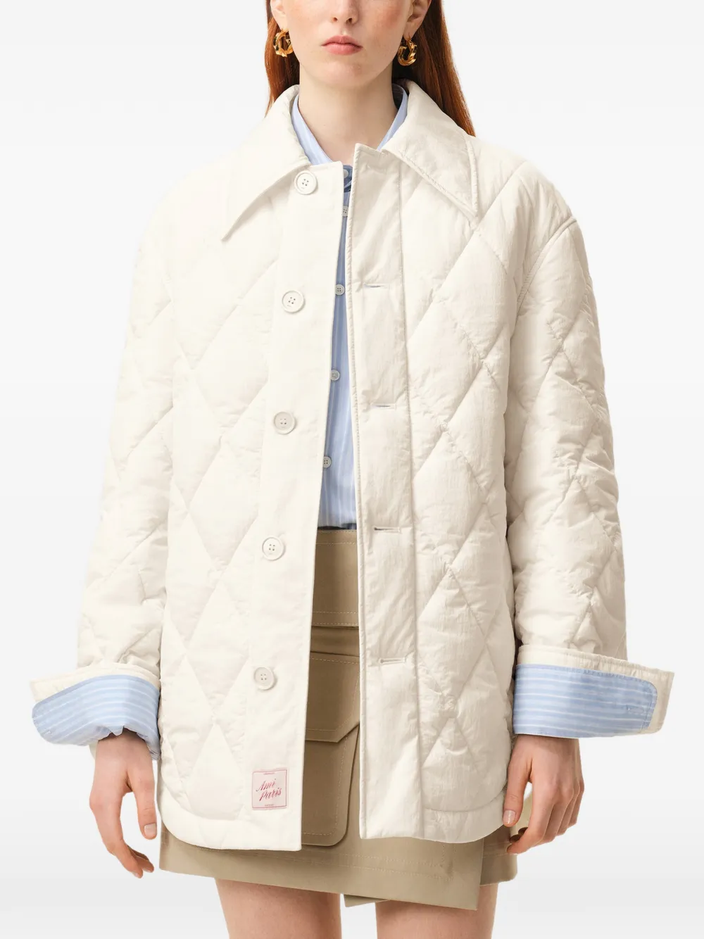  Ami Paris Padded Buttoned Jacket - Neutrals 