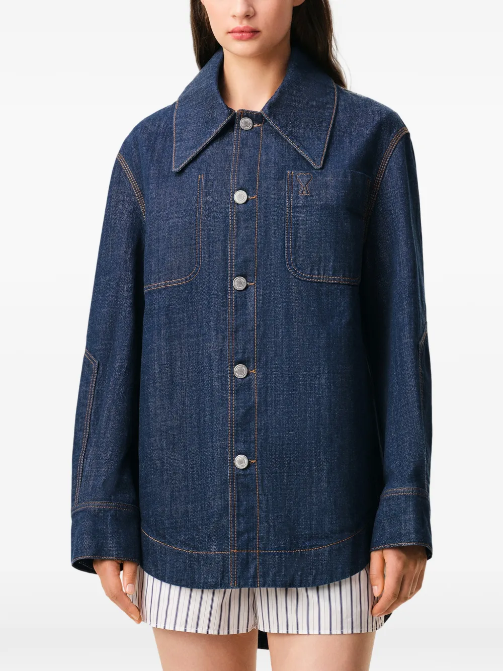 AMI Paris Ami De Coeur shirtjack met knopen Blauw