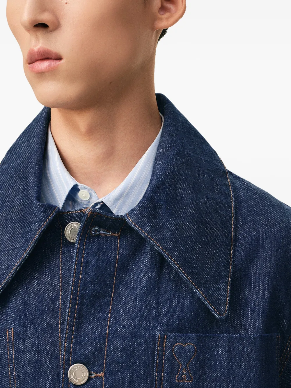 AMI Paris Ami De Coeur shirtjack met knopen Blauw