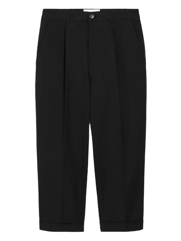 Ami Paris Carrot Oversized Cotton Trousers in Black