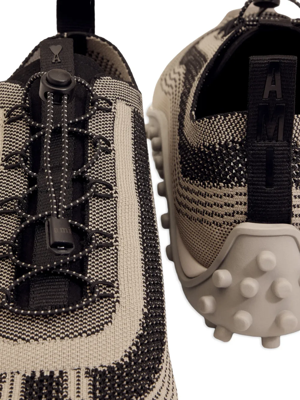 AMI Paris Sneakers met jacquard Beige