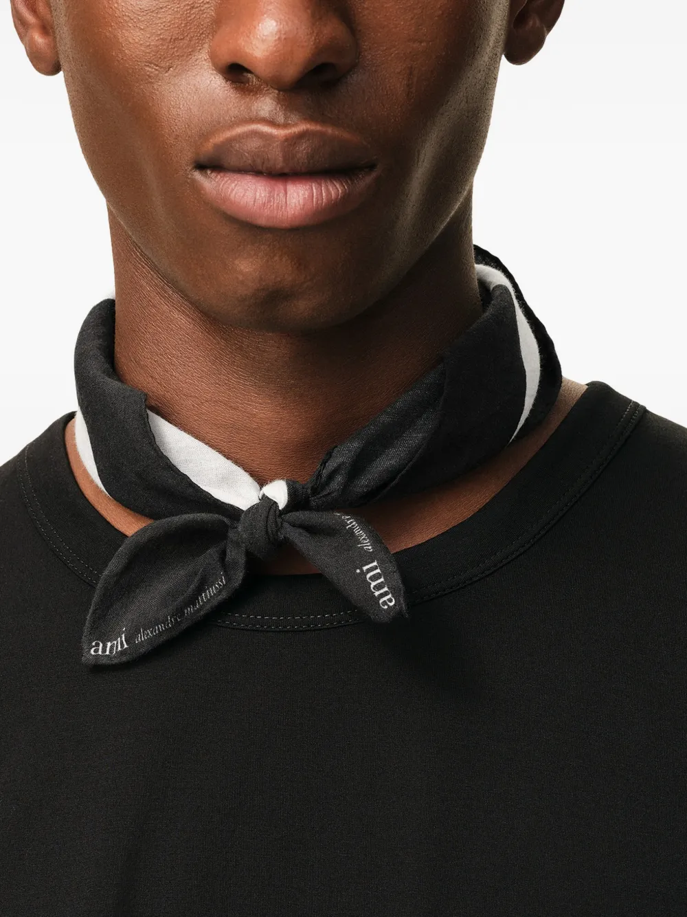 Ami Paris Ami De Coeur Printed Scarf in Black, view 5
