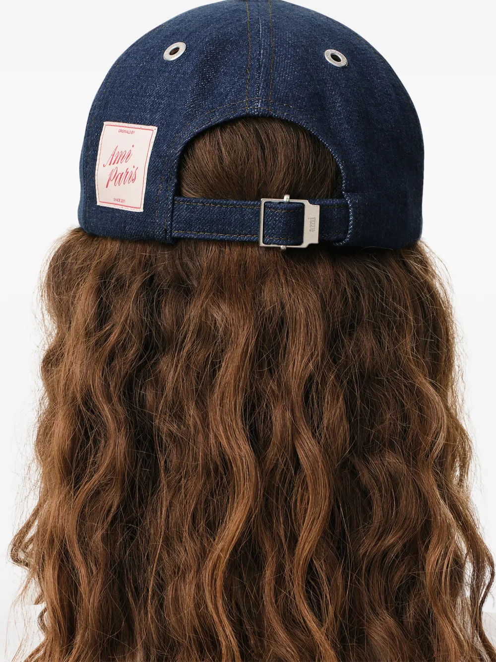 AMI Paris Denim pet met patch aan de zijkant Blauw