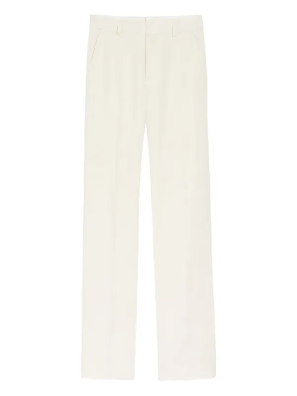 Ami Paris Blended Linen Straight Trousers in Neutrals