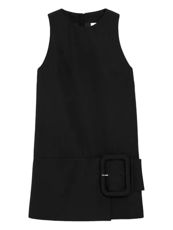 Ami Paris Black New-wool Belted Mini Dress