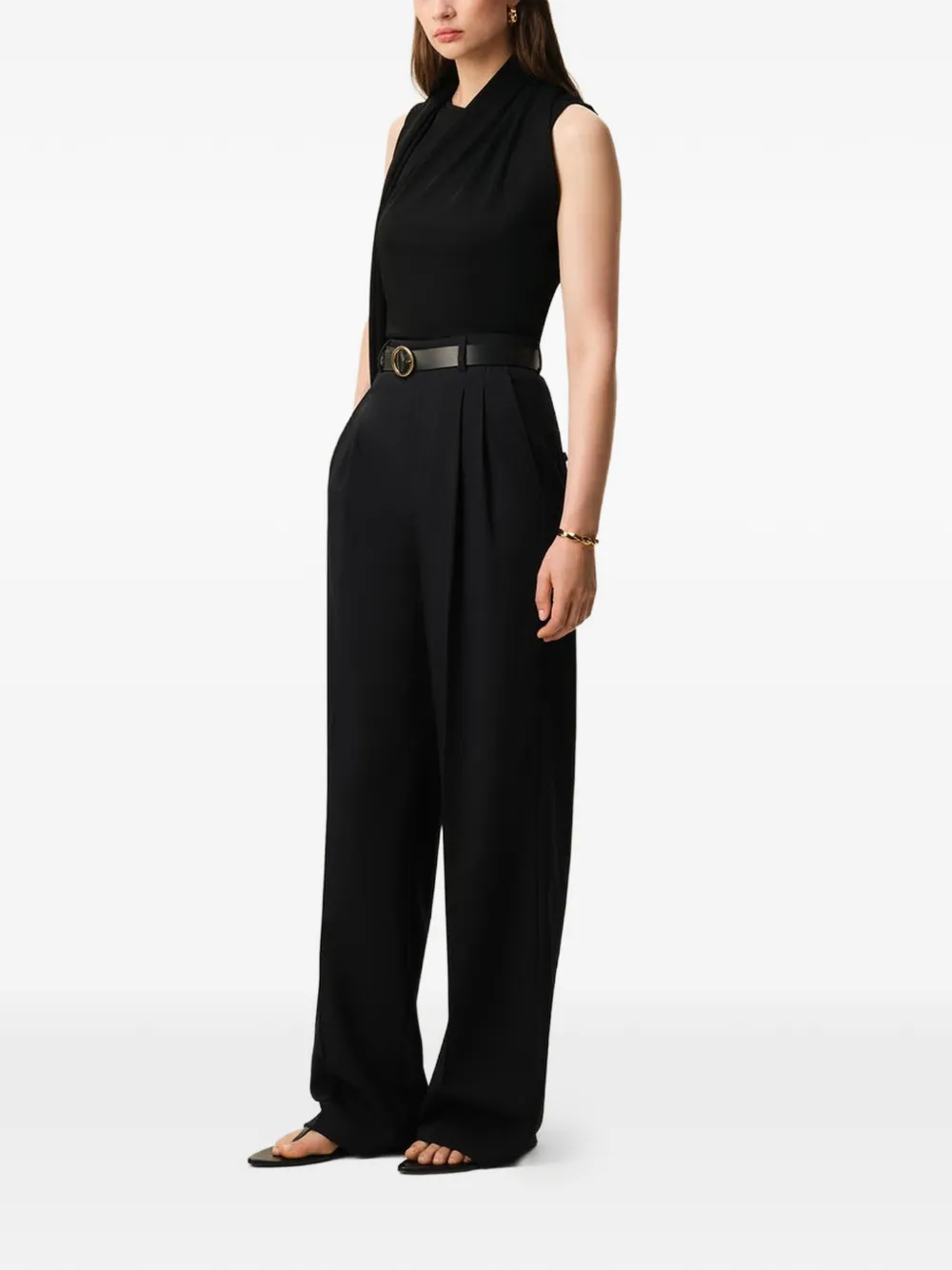 AMI Paris New Wool High Waist Wide Trousers in Black, view 3