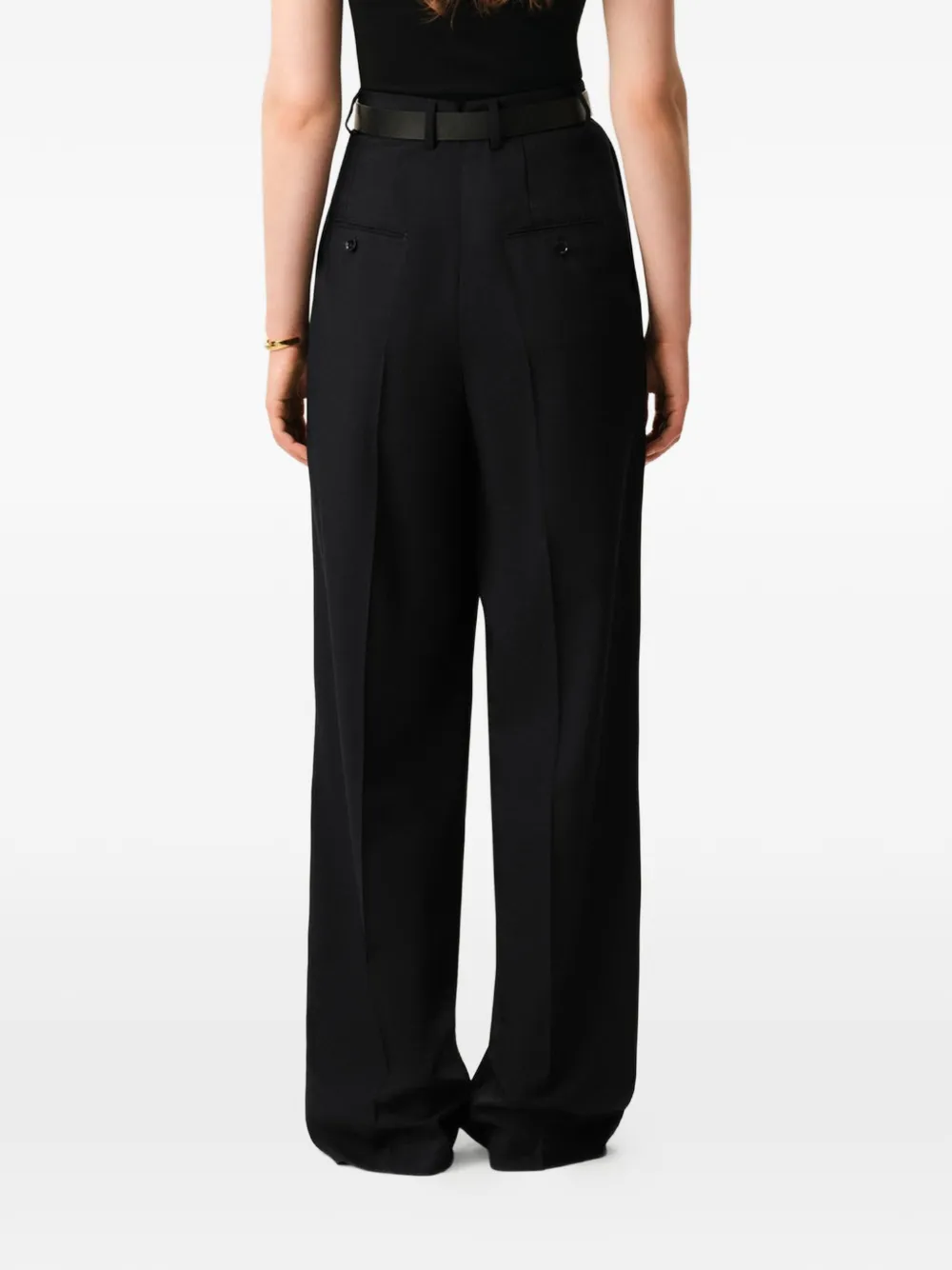 AMI Paris New Wool High Waist Wide Trousers in Black, view 5