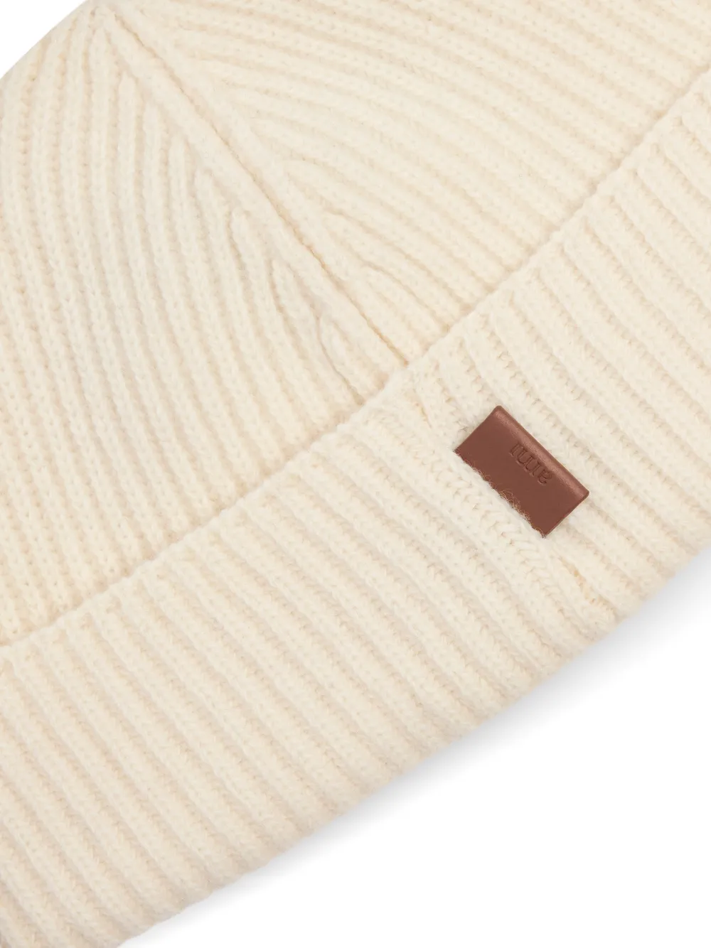  Ami Paris Leather-label Wool Beanie Hat - Neutrals 